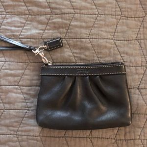 Coach black leather wristlet